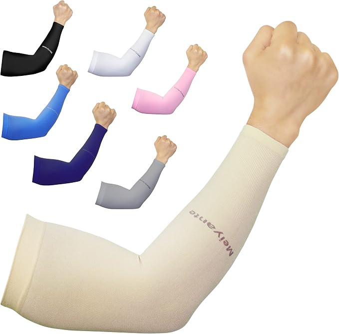 Cooling Arm Sleeves for Men & Women, UPF 50+ UV Protection | Wrist-length UPF 50+ arm sleeves for work, driving, gardening and sports; 88% nylon/12% spandex; 1 pair.