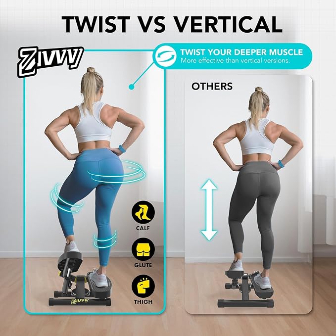 ZIWWVY- Mini Twist Stepper, Stepper Machine with 330LBS Weight Capacity, Mini Stepper for Full Body Workout, Adjustable Step Height, Smooth and Quiet, Step Machine for Men Women