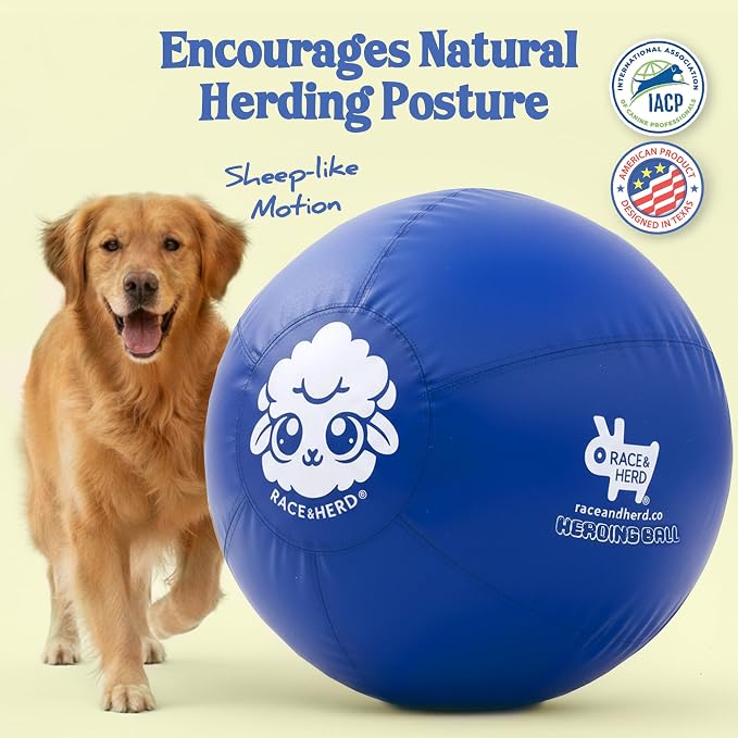 Race&Herd 30" Original Herding Ball for Dogs — Balls for Dog Toys (Ocean) | XLarge Herding Ball for Golden Retriever, German Shepherd, Labradors & Boxer, Instinct-Driven Outdoor Exercise