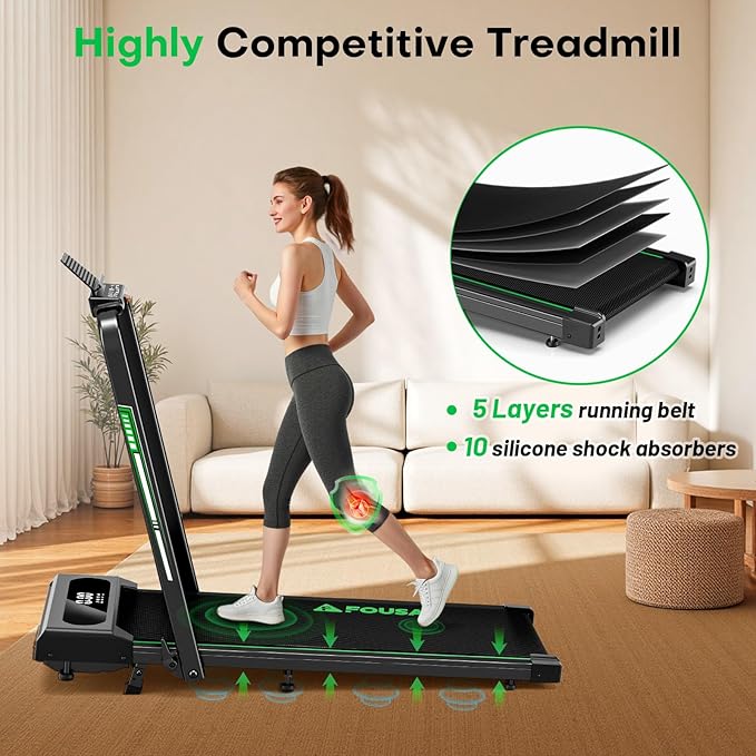 5 in 1 Foldable Treadmill, 7.5 MPH Treadmills for Home with App Compatible, Treadmill with 10% Incline, 3.0HP Brushless Drive, Remote Control and LED Display, 12 HIIT Programs, 400 LBS Capacity