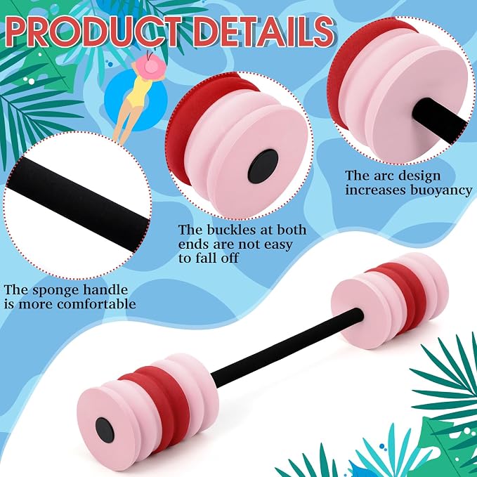 Soulchen Long Aquatic Exercise Dumbbells Pool Exercise Foam Water Weights Dumbbell Aquatic Pool Barbells with High Density EVA Foam for Swim Water Aerobics Workouts Loss