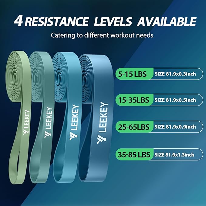 LEEKEY Pull Up Assistance Bands,Muit Levels Resistance Bands for Senior/Adults,Exercise Bands with Door Anchor, Strength Bands for Fitness Training, Physical Therapy,Home Gym Workouts