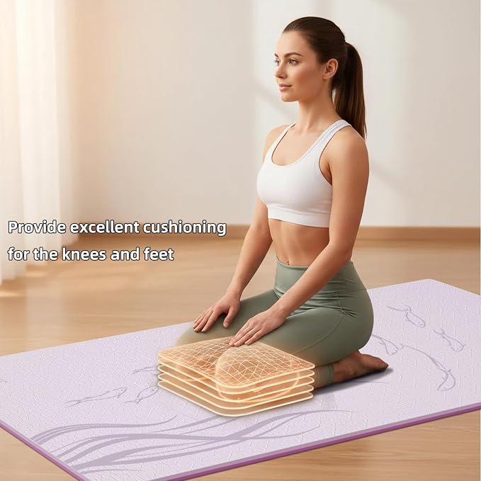 Extra Wide Yoga Mat 76"x40"x10mm TPE Non-Slip Fitness Exercise Mat | Thick 10mm Premium TPE, Extra Large for Pilates, Workout and Home Gym. Ideal for Men and Women