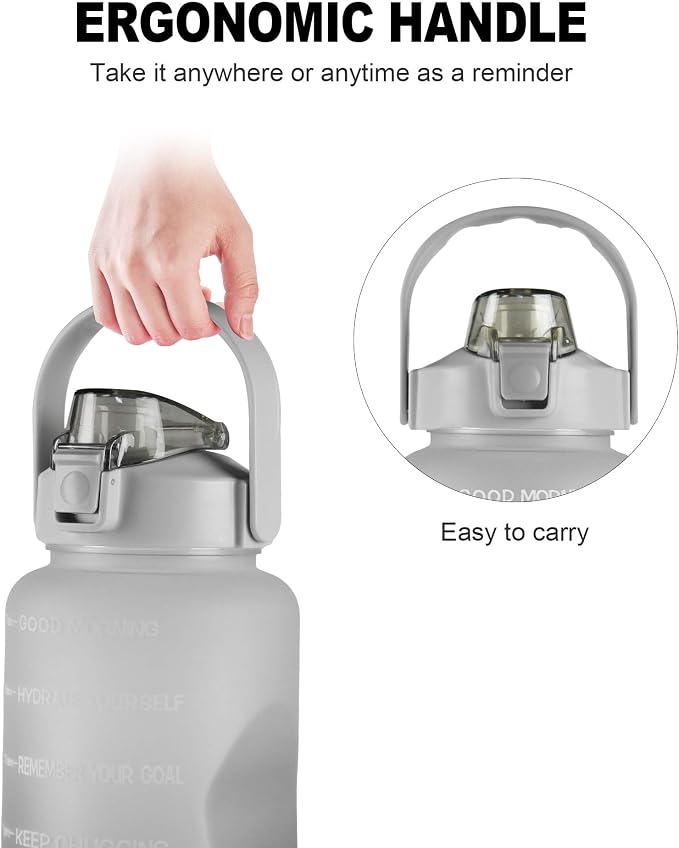 EYQ 64oz/128oz Leakproof Free Drinking Water Bottle with Motivational Time Marker BPA Free for Fitness, Gym and Outdoor Sports