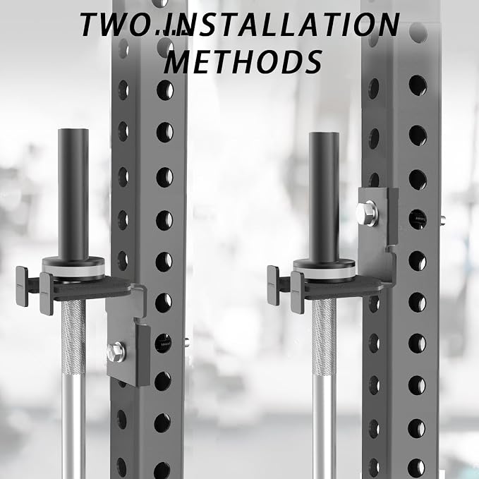 Rack-Mounted Olympic Barbell Holder for 2x2 & 2x3 Power Racks, No Drilling Required – Heavy-Duty Steel Storage with Protective Padding, Space-Saving Gym Equipment