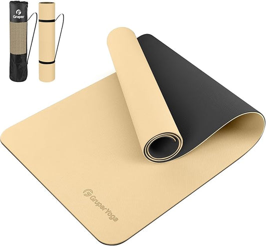 Gruper Yoga Mat Non Slip, 72"L x 24"W x 0.24"/0.32"TH, Anti-Tear Exercise Mat with Carrying Strap and Bag, Pro TPE Yoga Mats for Women, Workout Mats for Home, Pilates and Floor Exercises