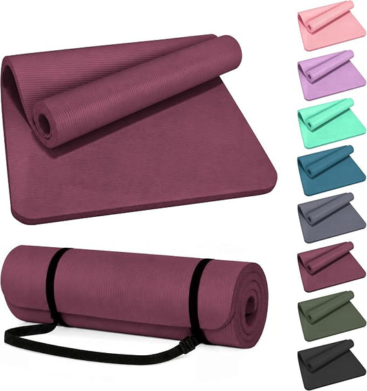 HULKFIT High Density Non Slip Yoga Mat, Extra Thick Exercise Mat with Carrying Strap, for Pilates, Fitness, Home Gym & Floor Workouts - Multiple Thickness & Multiple Color