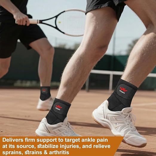 Vinaco Ankle Brace, 2 Pack Ankle Support for Sprained Ankle, Men & Women | Breathable Neoprene, 360° Compression Ankle Support with Adjustable Wrap, Strong Stabilize Ligaments For Sports & Recovery