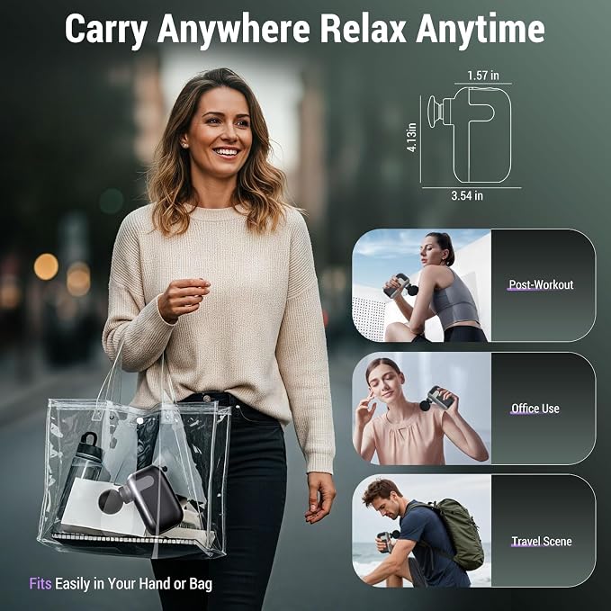 Mini Massage Gun with 10 Massage Heads, Percussion Deep Tissues Handheld Muscle Massager, 8mm Amplitude High-Intensity Massager Gun for Pain Relief for Office Gifts for Her, Home, Athletes