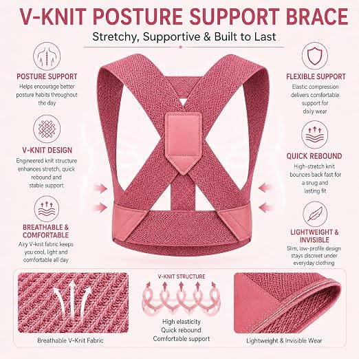 Back Brace Posture Corrector for Women, Adjustable Shoulder Support Strap, Invisible Back Straightener, Lightweight Breathable Posture Support for Daily Comfort, Office and Home Use