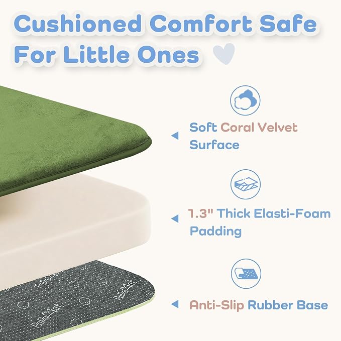 1.3" Thick Foam Play Mat 50x50 Baby Floor Playmat Nursery Rug Olive | Memory Mat for Baby to Play Waterproof Easy Care with Non-Slip Tummy Time Play Mat for Playroom Classroom