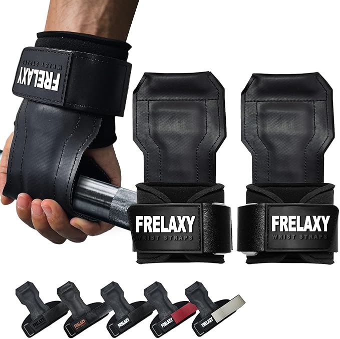 Frelaxy Lifting Wrist Straps, Rubber Weight Lifting Grips for Deadlifts | Non-slip rubber palm, Full palm protection, Neoprene wrist padding, Enhanced grip support, Pull ups rows lat pulldowns