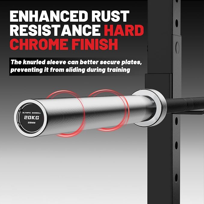 PAPABABE 7ft Barbell 45lb Olympic Barbell 1000/1500lbs Capacity Home Gym | 7ft 45lb 2" Olympic Barbell, 1000/1500lbs Capacity, Hybrid Needle Bearings & Bushings for Squat Curl Deadlift