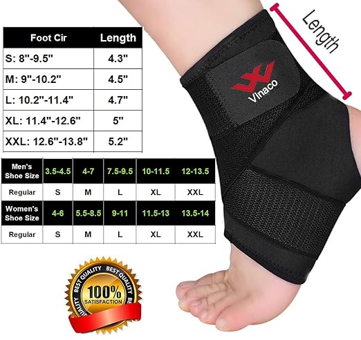 Vinaco Ankle Brace, 2 Pack Ankle Support for Sprained Ankle, Men & Women | Breathable Neoprene, 360° Compression Ankle Support with Adjustable Wrap, Strong Stabilize Ligaments For Sports & Recovery