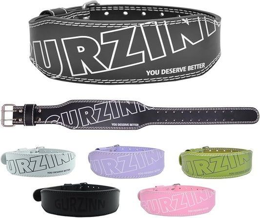 9mm Leather Fitness Weight Lifting Belt for Women&Men with 4 Inches Padded Lumbar Support for Power Lifting Workout & Squats Exercise