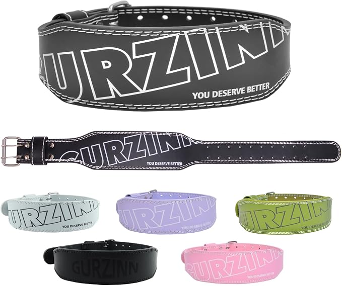 9mm Leather Fitness Weight Lifting Belt for Women&Men with 4 Inches Padded Lumbar Support for Power Lifting Workout & Squats Exercise