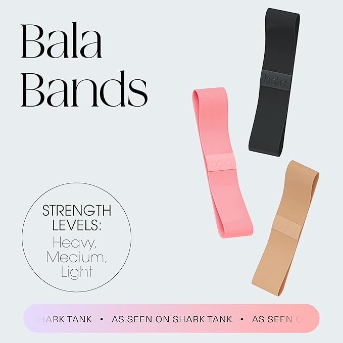 Bala Bands Resistance Bands, Non-Slip Fabric Exercise Bands | Non-Slip Ankle, Legs, Glutes & Booty Bands, Women & Men - Loop Workout Bands for Yoga, Pilates & Strength Training