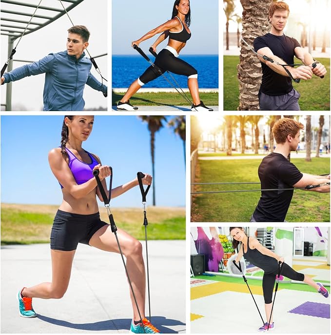 WIKDAY Exercise Resistance Bands with Handles for Working Out Workout Bands Set with Door Anchor for Physical Therapy, Yoga, Pilates