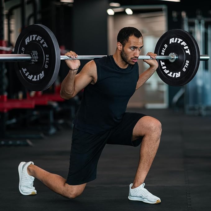 RitFit Elite 7ft Olympic Barbell, Robust 45lb Barbell for Weightlifting and Powerlifting, Superior Olympic Bar with Exceptional 500lbs Load Capacity, Weight Bar for 2” Standard Plates