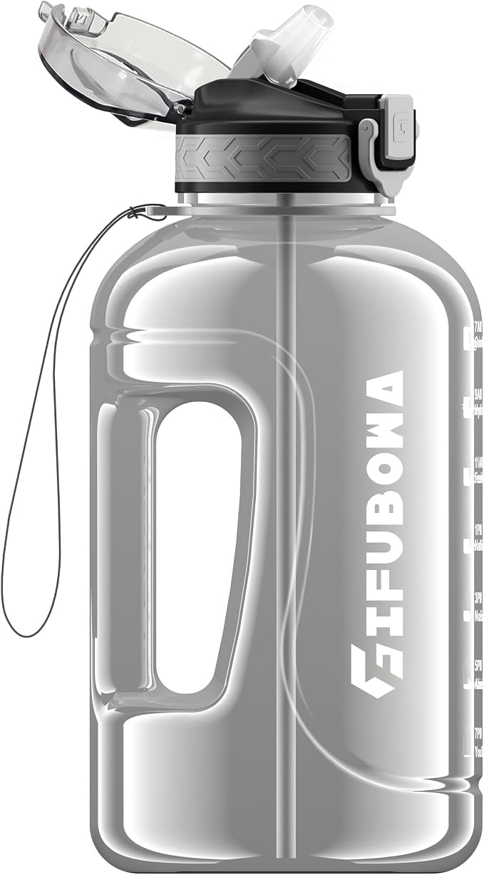 2l Water Bottle with Straw Cap Large Capacity 2 litre | BPA Free Hydration Jug with Handle and Motivational 64oz Drinking Jug
