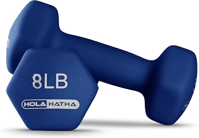 HolaHatha 1, 2 and 3 lb Neoprene Dumbbell Strength Training Weight Set with Rack