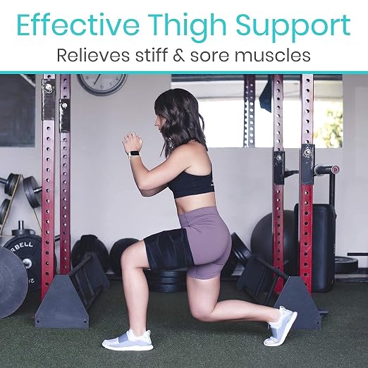 Vive Thigh Brace - Hamstring Quad Wrap - Adjustable Compression Sleeve | Support for Pulled Groin Muscle, Sprains, Quadricep, Tendinitis, Workouts, Sciatica Pain and Sports Recovery - Men, Women