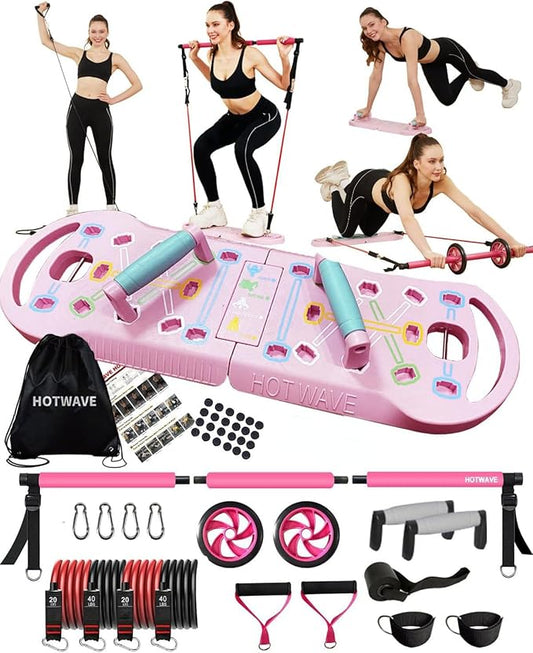 HOTWAVE Push Up Board, Portable PushUp Board, Foldable 20 in 1 Push Up Bar | Multifunctional Pushup Handles for Floor, Professional Strength Training Equipment For Men and Women at Home Gym