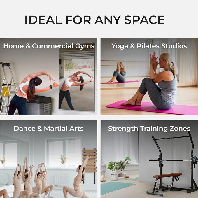 Fab Glass and Mirror Large Gym Mirror for Home Gym 36x72 - Full Length Ultra-Clear Annealed Glass Wall Mount - DIY Workout Display with Safety Backing - 1/4 Inch Low-Iron