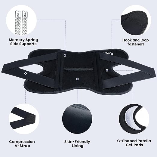 JOMVD Knee Brace for Knee Pain, Meniscus Tear, Adjustable Knee Support with Side Spring Stabilizers for Meniscus Tear, ACL, Arthritis, Knee Pain Relief, Women and Men, Small
