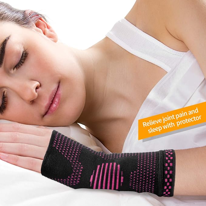 Wrist Compression Sleeves (Pair) for Carpal Tunnel and Pain Relief Treatment,Wrist Support for Women and Men.Breathable and Sweat-Absorbing carpal tunnel wrist brace