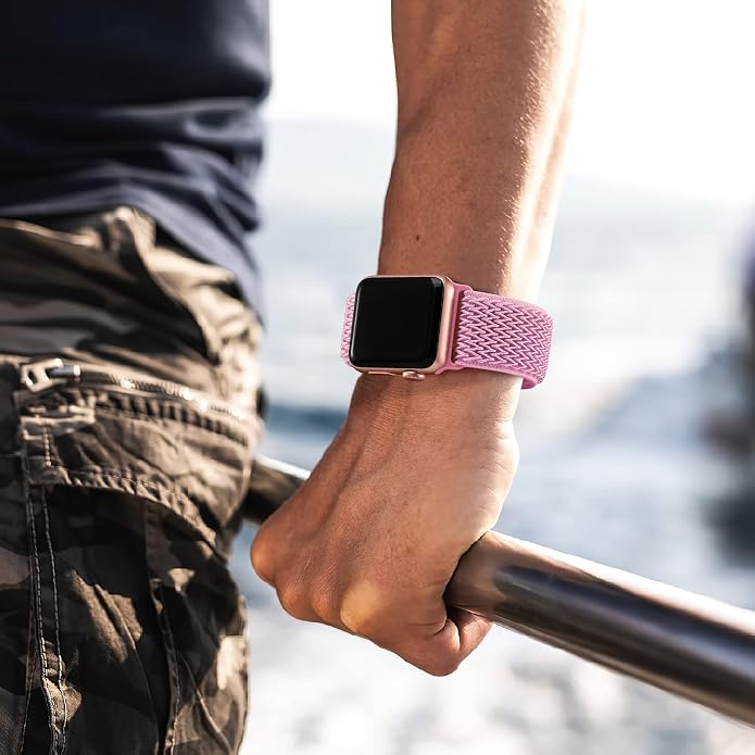 Lerobo Stretchy Nylon Solo Loop Band, Compatible with Apple Watch Series 11 10 9 8 7 6 5 4 3 SE3/2/1 Ultra3/2/1, Adjustable Strap for iwatch Band 44mm 45mm 46mm 49mm 42mm 40mm 41mm 38mm for Women Men