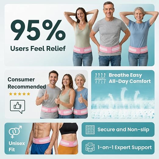 Sacroiliac SI Joint Hip Belt for Women and Men, Lower Back Support Brace, Sciatica Pain Relief, Breathable & Adjustable