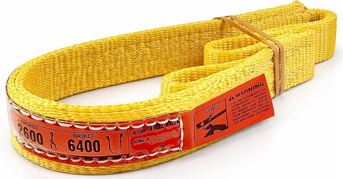 DD Sling 1 Inch x 3 Foot Nylon Lifting Strap – USA Made Rigging Sling | 3,200 Pound Vertical, 2,600 Pound Choker, 6,400 Pound Basket – 2-Ply Heavy Duty 900 Webbing, Type 3 Flat Eye & Eye