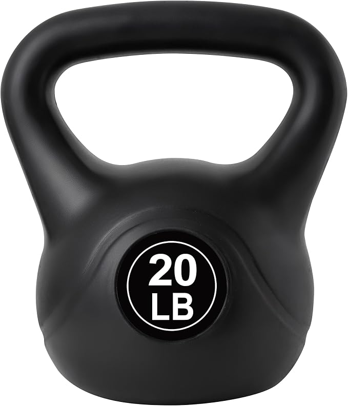 ALTLER Vinyl Plastic Concrete Kettlebell 10-50LBS Safe Strength Training Kettlebell Anti-Slip Grip Weight for Home Workouts and Men/Women/Beginners