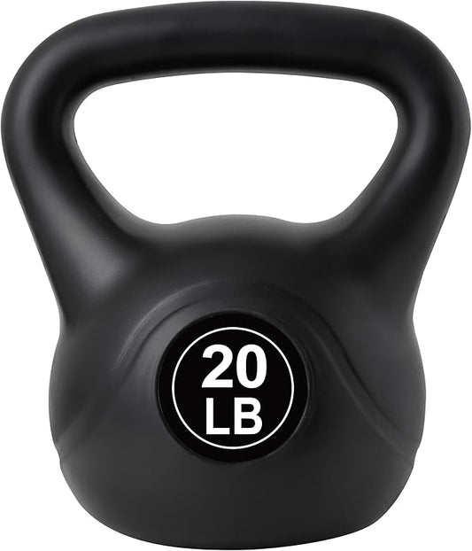 ALTLER Vinyl Plastic Concrete Kettlebell 10-50LBS Safe Strength Training Kettlebell Anti-Slip Grip Weight for Home Workouts and Men/Women/Beginners
