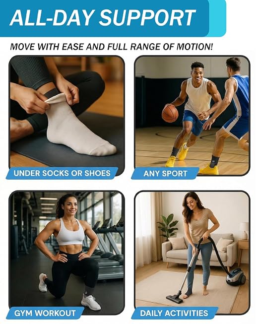 2-Pack Ankle Brace for Men & Women,Adjustable Lace up Ankles Sock,Basketball Ankle Stabilizer with Straps,Orthopedic Compression Sleeve for Plantar Fasciitis Relief,Tendonitis,Sprained (Gray)