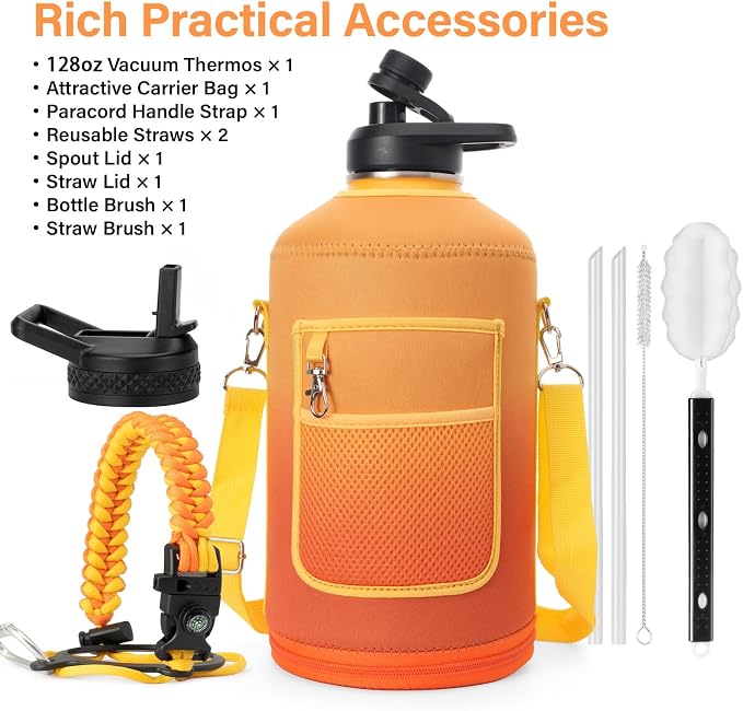 DYSANKY Gallon Insulated Water Bottle with Portable Carrier Bag for Outdoor