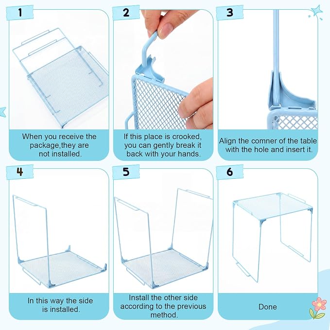 RattanView 10 Pcs Locker Decoration Kit Magnetic Acrylic Mirror Plush Rug Small Comb 6 Flower Magnet Locker Organizer for Back to School Teen Student Girl Office Work Lockers Accessories Gift(Blue)
