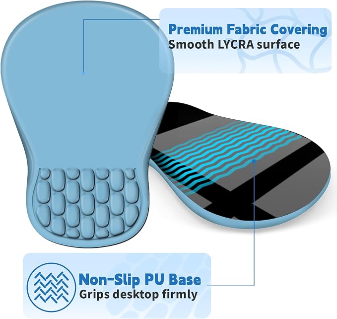 YIWEI Ergonomic Mouse Pad with Wrist Rest for Carpal Tunnel Pain Relief | Memory Foam Wrist Support,Non-Slip Rubber Base, Keyboard Computer Mousepad,Lycra Cloth Surface,Gaming Home Office