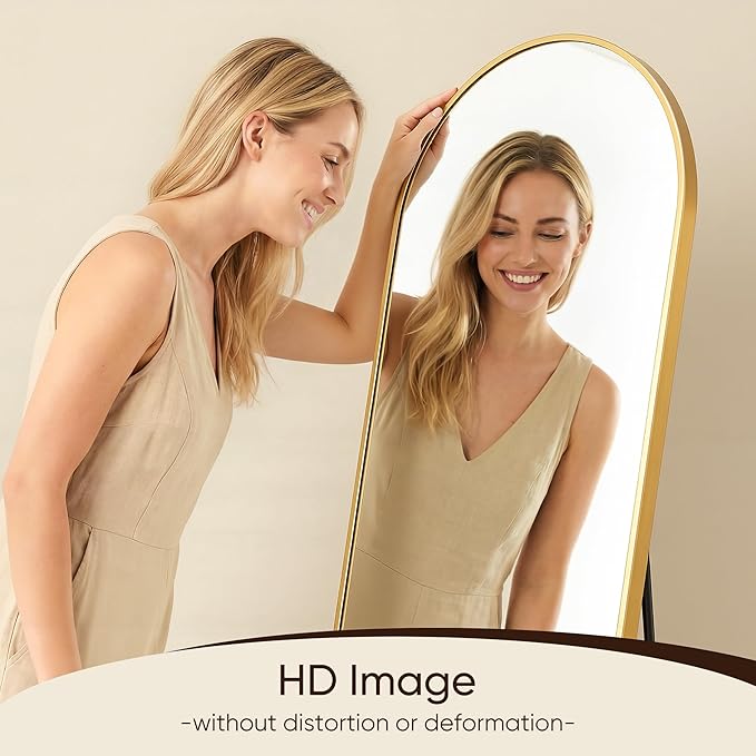 Antok 82" x44” Arched Full Length Floor Mirror, Gold Aluminum Frame, Free Standing/Wall Mount/Leaning for Bedroom, Living Room, Dressing Room