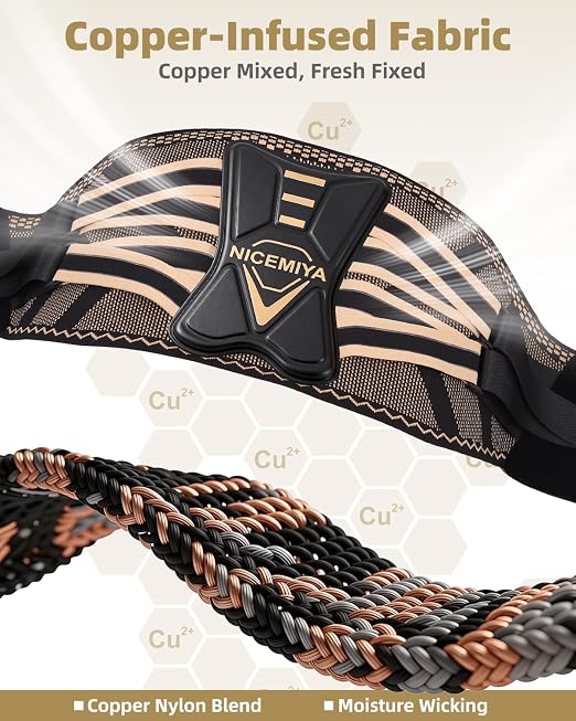 Copper Infused Back Brace for Lower Back Pain Relief, Men & Women | Breathable Adjustable Lumbar Support Belt with 6 Reinforced Stays and Lumbar Pad for Herniated disc, Sciatica