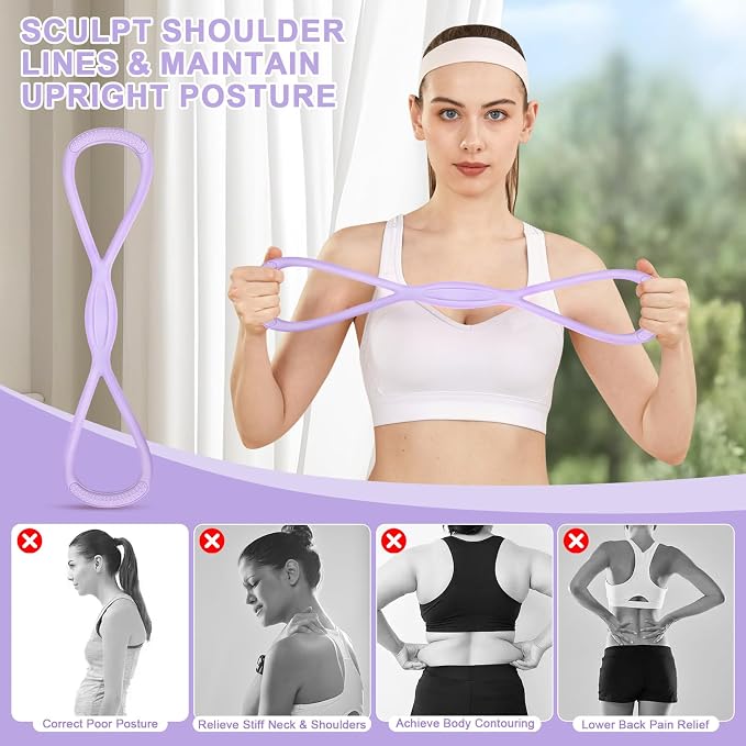 Figure 8 Resistance Band: Resistance Bands with Handles for Working Out - 8 Shaped Resistance Bands for Women - Exercise Bands for Arms - Fullbody Yoga Pulling Rope