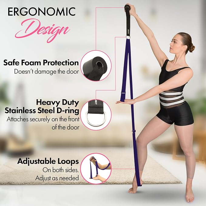 Stretching Strap with Door Anchor for Splits and Flexibility Training | Improve Leg Flexibility at Home, Ideal for Ballet, Dance, Cheerleading, Yoga, Pole Dance and Gymnastics