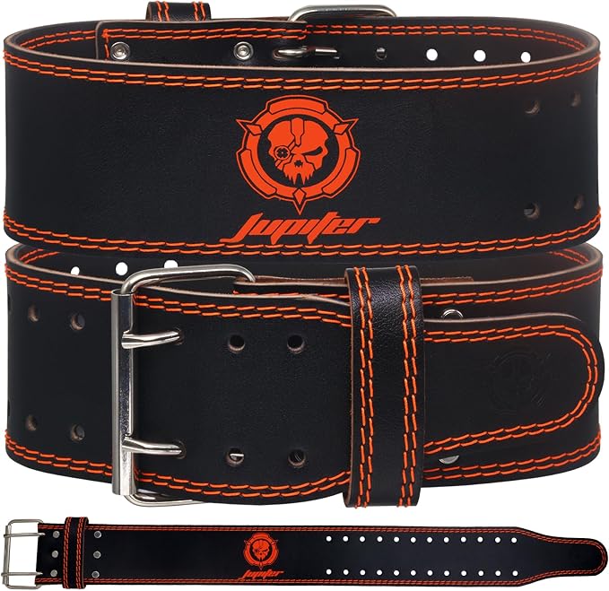 Weight lifting Belt (6mm Thick) - Genuine leather, offering back support. Double-pronged buckle, ideal for weightlifting, powerlifting, squats and deadlifts