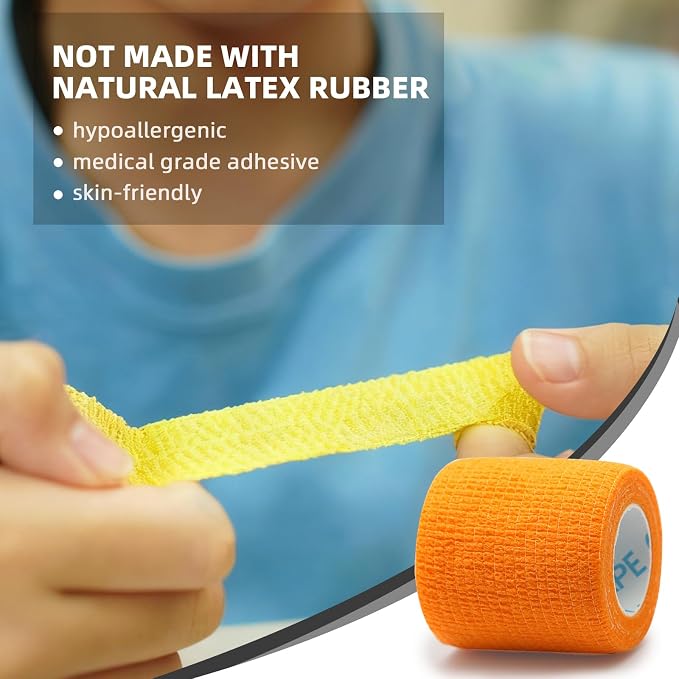 OK TAPE Self Adherent Cohesive Bandages Wrap 24Packs 2" x 5 Yards | Non-Woven Self Adhesive Athletic Sports Wrap Tape Vet Wrap Bandages Tape for Thumb Finger Wrist Ankle (Mix)