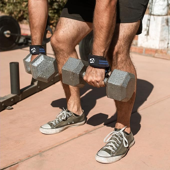 AQF Weight Lifting Straps, Padded Cotton Gym Wrist Straps for Deadlifts | 23" Extra-Long, Heavy-Duty Webbing, 5mm Neoprene Cushioning, Open-Loop Design, Sold as Pair, Ideal for Rows & Pull Workout