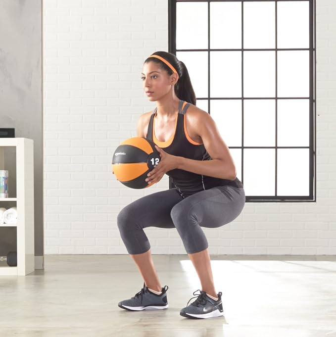 Amazon Basics Weighted Medicine Ball for Core Strength, Strength Training, Full-Body Workouts and Balance Exercises