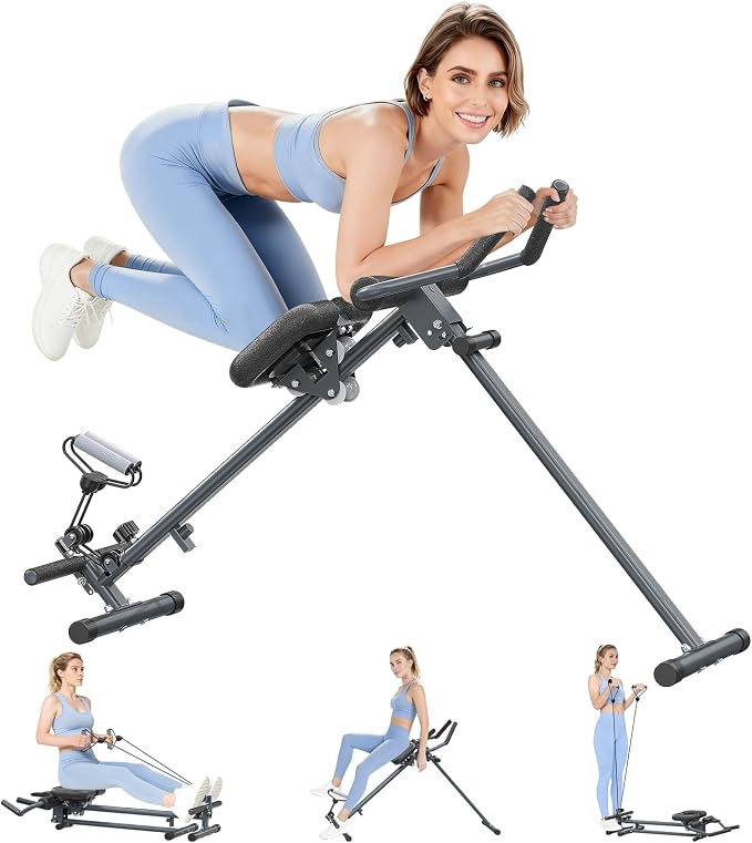 4-in-1 Rowing Machine, Ab Machine – Foldable Full Body Workout Equipment with Resistance Bands for Home Cardio, Strength, and Core Training – Black | Foldable, Full Body Workout Equipment, Resistance Bands, Home Cardio, Strength, and Core Training