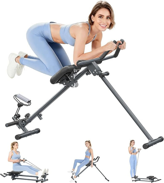 4-in-1 Rowing Machine, Ab Machine – Foldable Full Body Workout Equipment with Resistance Bands for Home Cardio, Strength, and Core Training – Black | Foldable, Full Body Workout Equipment, Resistance Bands, Home Cardio, Strength, and Core Training