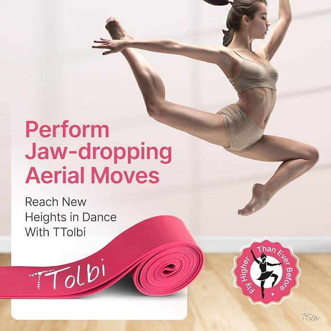 2-Pack Ballet Stretch Bands with Foot Mini Loop, Natural Rubber Dance Bands | Splits and flexibility training for kids, teens and adult dancers, gymnasts and cheerleaders, beginner guide and travel bag